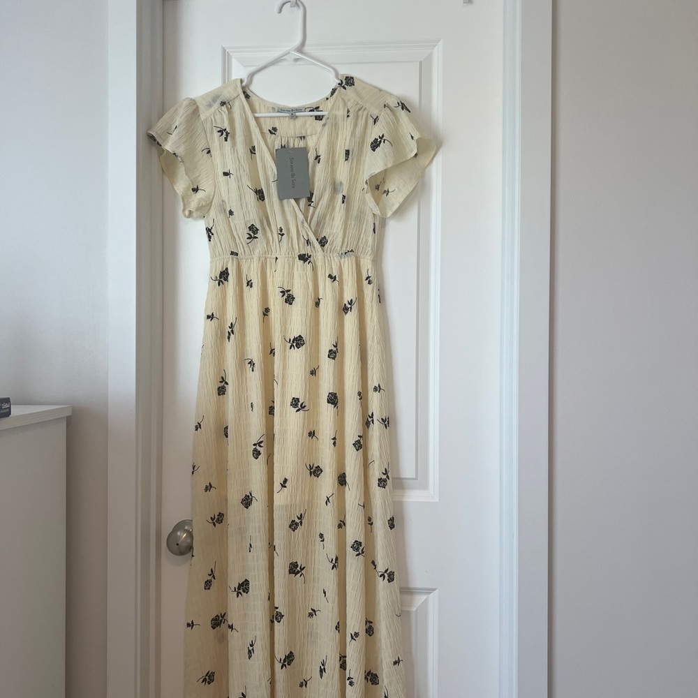 Floral Maxi Dress in Cream and Black